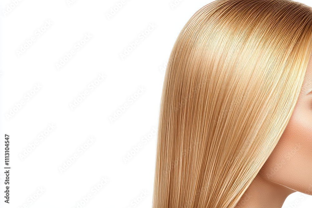 Fototapeta premium Sleek blonde hair close-up of a caucasian female