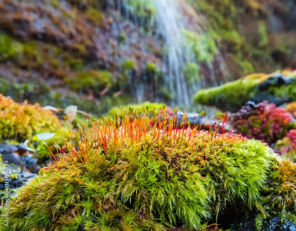 Close-up of Moss near Waterfall Close-up of Moss near Waterfall