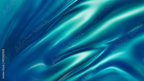 Wallpaper Mural 3D render of an abstract wavy background with blue metallic surface Torontodigital.ca