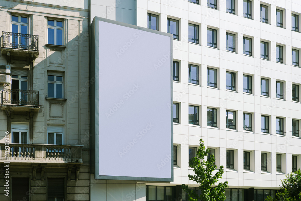 Digital screen billboard advertising screen hangs on a building Digital screen billboard advertising screen hangs on a building