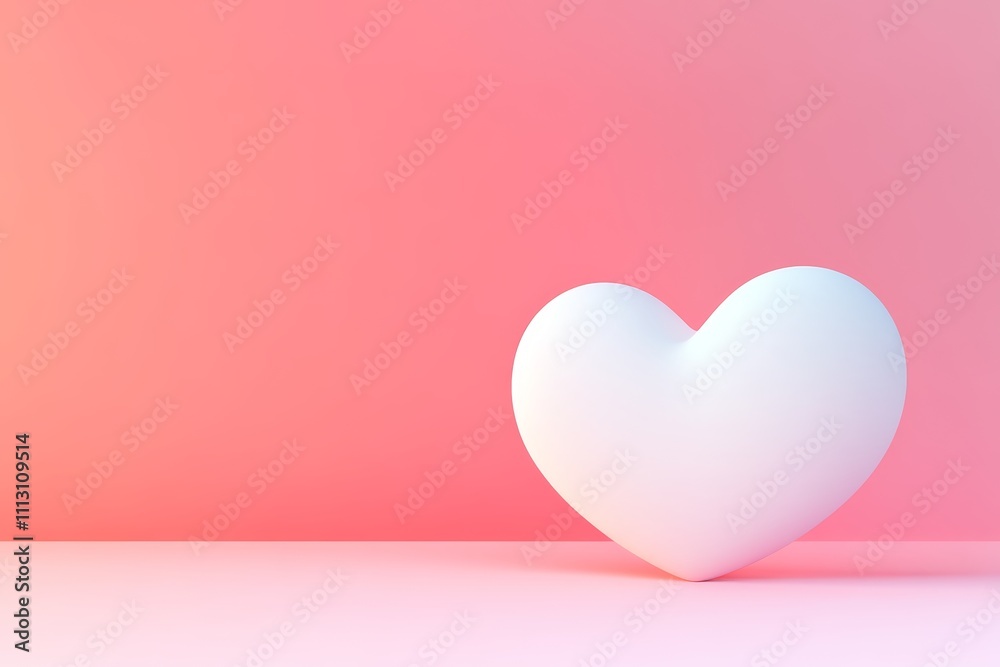 White heart on pink background: minimalist symbol of love and affection White heart on pink background: minimalist symbol of love and affection