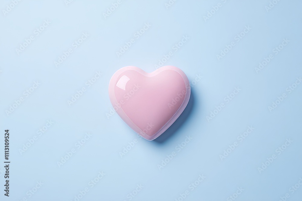 Obraz premium Pink heart-shaped object on light blue background