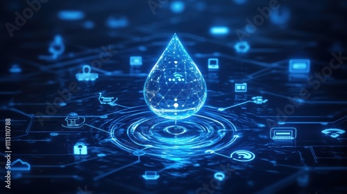 Water Droplet Surrounded by IoT Devices Infographic