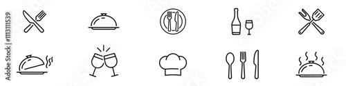 Restaurant line icon set. Catering symbol. Vector illustration.