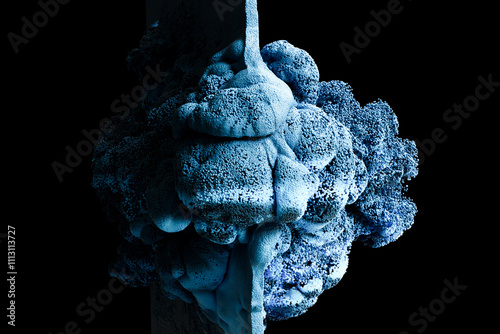 Abstract blue particles forming organic shapes photo