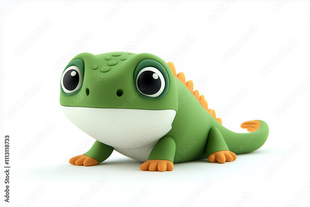 Fototapeta premium Plasticine chameleon isolated on white background