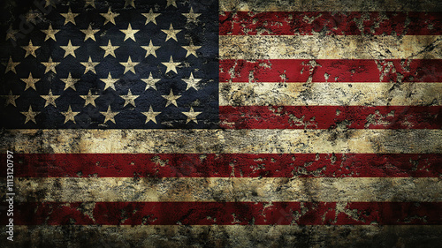 Old grunge vintage faded American US flag