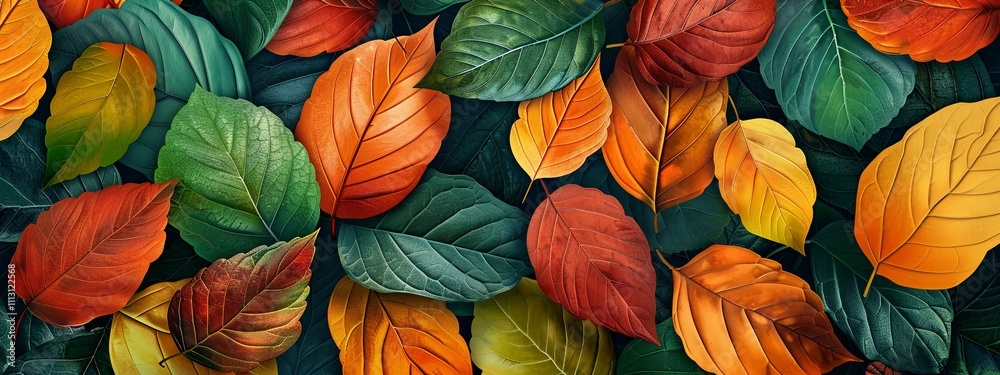 Vibrant Autumn Leaves in Rich Hues of Orange, Red, and Green Vibrant Autumn Leaves in Rich Hues of Orange, Red, and Green