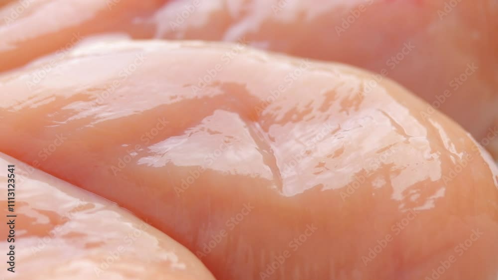 Close-up Of Raw Chicken Breast Without Skin, Rotation shot Close-up Of Raw Chicken Breast Without Skin, Rotation shot