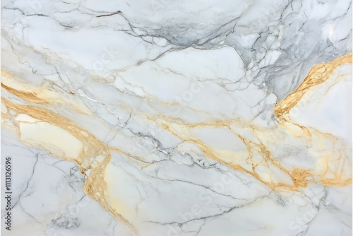 A broad view of classic white marble with soft golden veining, capturing the stone's smooth texture and natural beauty.
