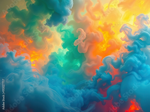 Colorful swirls of smoke, water, and fire creating an abstract and vibrant background, abstract, vibrant, smoke, fire, yan yang photo