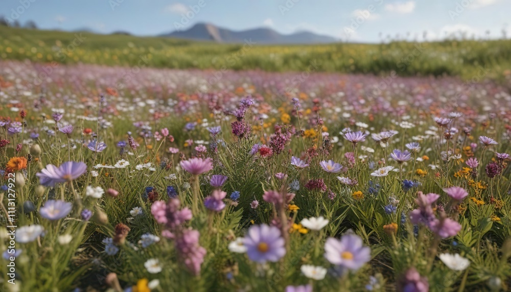A field of blooming wildflowers swaying in the wind, nature, blooming, gardening A field of blooming wildflowers swaying in the wind, nature, blooming, gardening