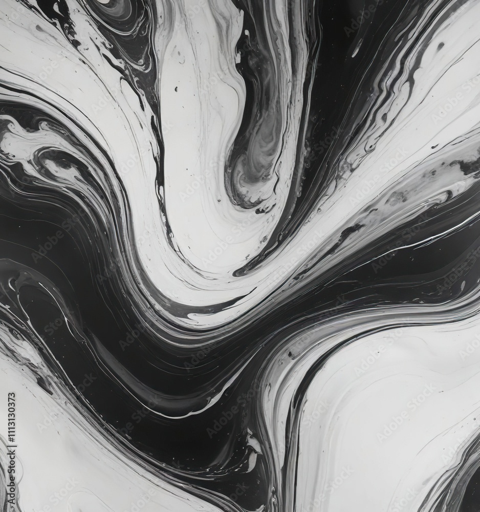 Swirling liquid marble texture background with a blend of black and ...