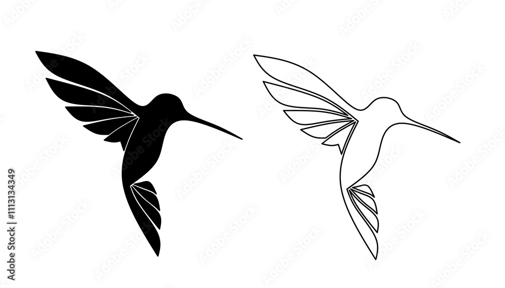Fototapeta premium Colibri bird vector image on black and white,humingbird design vector on white background,