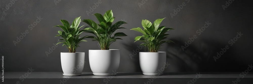 A small white pot containing a small potted plant is placed on a dark grey wall that receives direct sunlight and has a spotlight on the wall as well , sunlit, grey wall, lighting A small white pot containing a small potted plant is placed on a dark grey wall that receives direct sunlight and has a spotlight on the wall as well , sunlit, grey wall, lighting