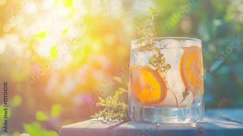 Refreshing Summer Drink with Orange Slices.