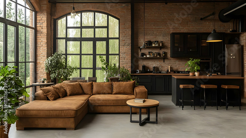 Industrial Loft Living Room Interior Design