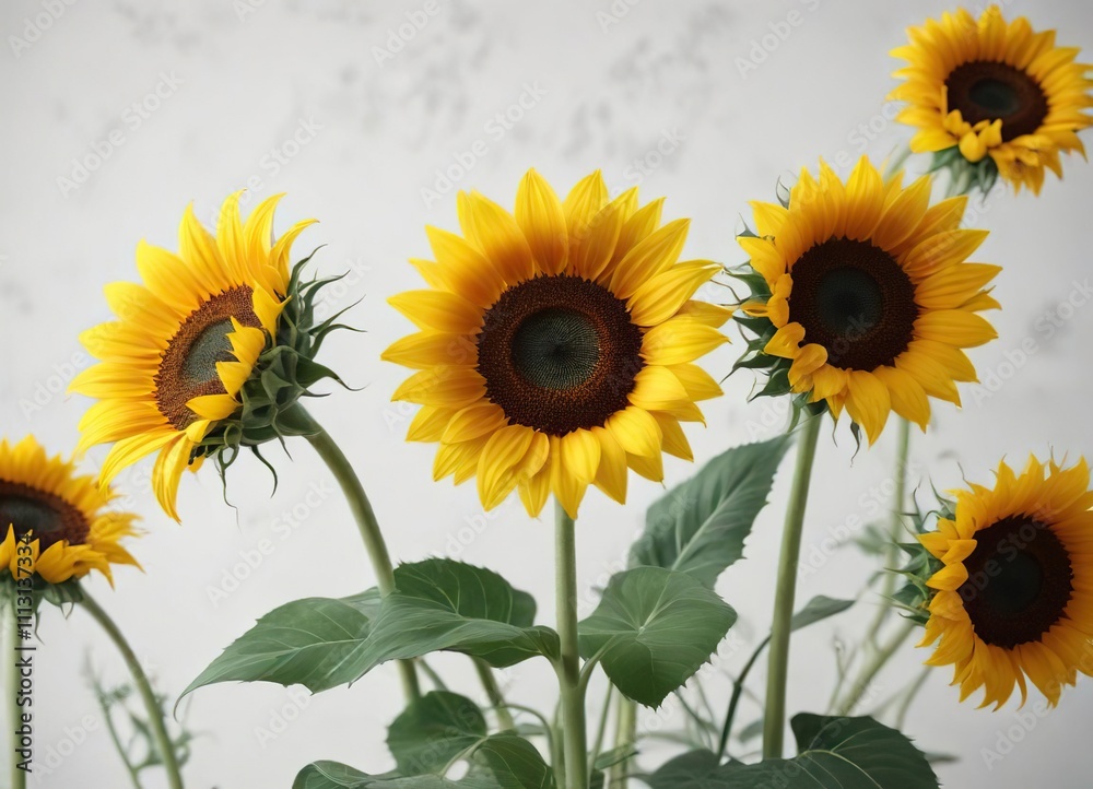 A stunning bouquet of sunflowers on a crisp white backdrop, vibrant colors, flower paintings , tall sunflowers A stunning bouquet of sunflowers on a crisp white backdrop, vibrant colors, flower paintings , tall sunflowers