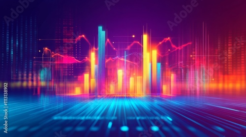 Vibrant data visualization with colorful graphs.