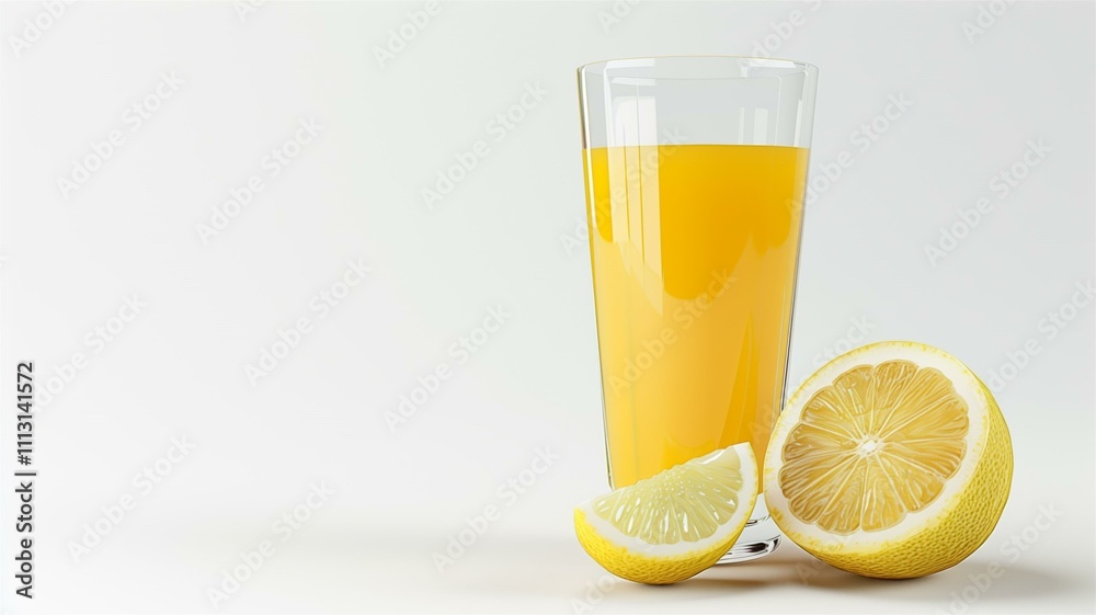 Photorealistic and finely detailed image of fresh lemon juice in a glass with whole lemon
Photorealistic and finely detailed image of fresh lemon juice in a glass with whole lemon