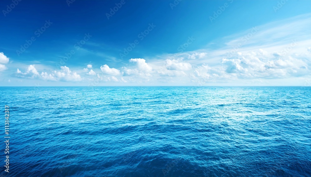Fototapeta premium Blue sea water surface on blue sky background 