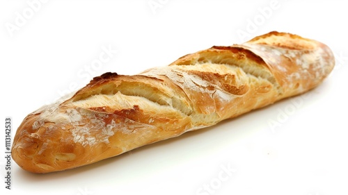 Realistic photo of freshly baked bread loaf and baguette 