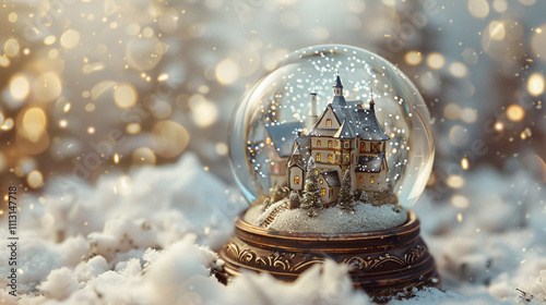 a snow globe with a miniature christmas village