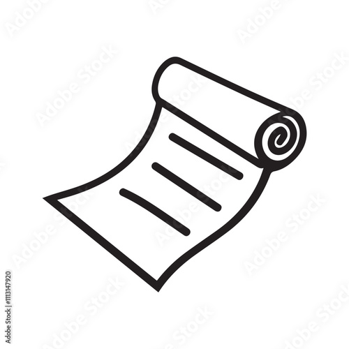 Rolled paper with text lines Icon vector design.