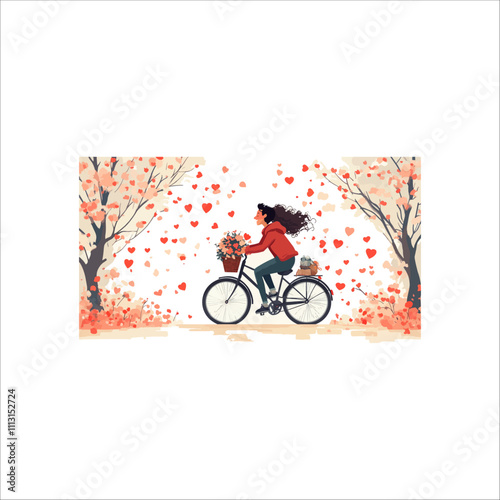 A cartoon couple riding Bike vector.  A cartoon couple riding Bike vector and love.