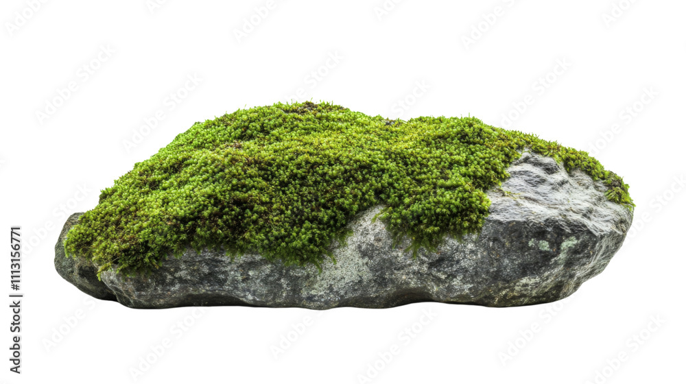 Moss-covered stone transparent background