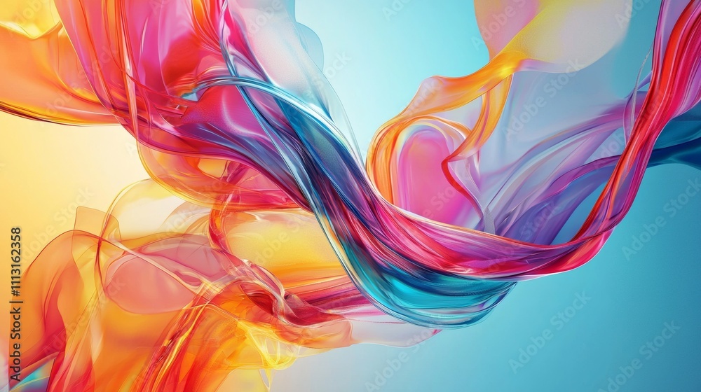 Abstract colorful flowing ribbons on a vibrant gradient background Abstract colorful flowing ribbons on a vibrant gradient background