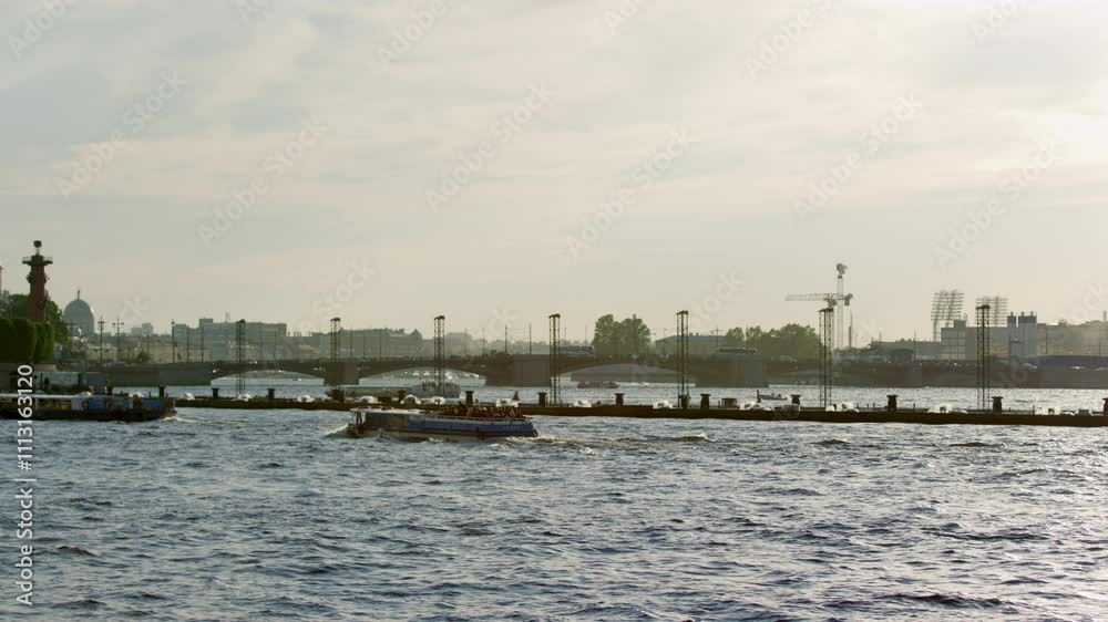 A Scenic View Of The Neva River In St. Petersburg, Russia. A Scenic View Of The Neva River In St. Petersburg, Russia.