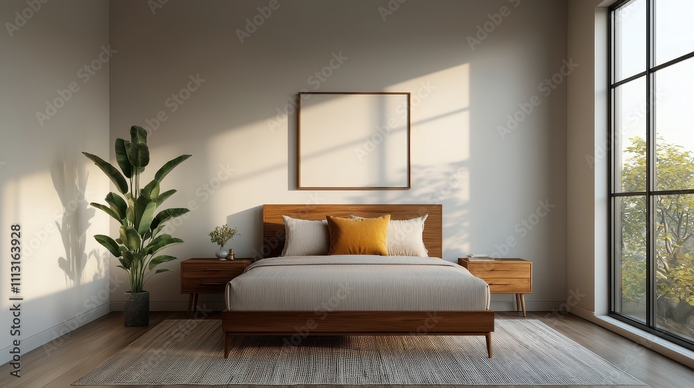 Elegant Modern Bedroom with Natural Light and Minimalist Decor Elegant Modern Bedroom with Natural Light and Minimalist Decor