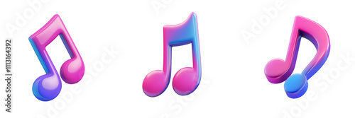 music note - 3D Set Isolated On Transparent Background PNG