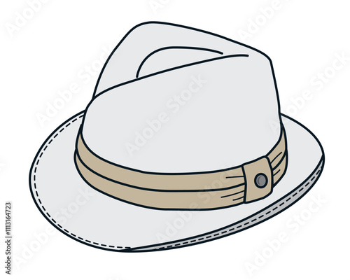 Boys fedora hats technical drawing vector template.