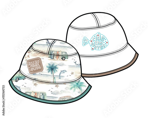 Sun hats mockup template vector design.