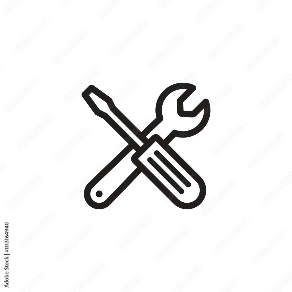 Wrench and screwdriver icon. Repair tools icon set. setting symbol Wrench and screwdriver icon. Repair tools icon set. setting symbol
