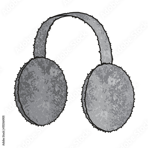 Ear muffs design technical flat sketch vector mockup template.