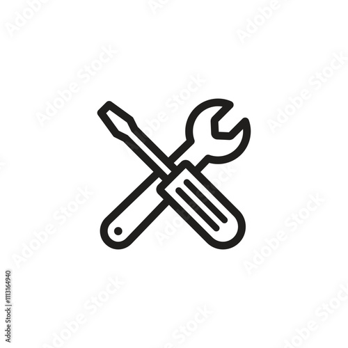 Wrench and screwdriver icon. Repair tools icon set. setting symbol	