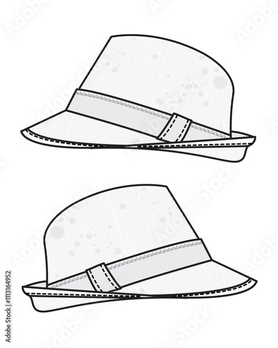 Boys fedora hats vector design mockup template.