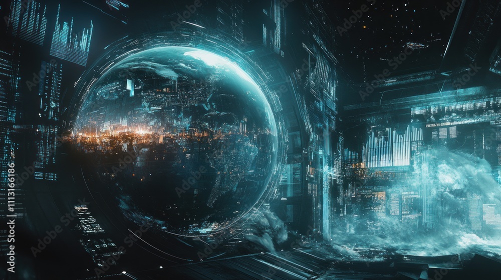 Futuristic Earth: Global Network Visualization Futuristic Earth: Global Network Visualization