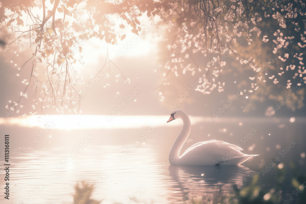 Fototapeta premium Dreamy and Elegant White Swan Concept
