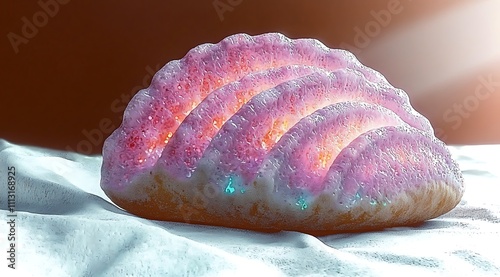 Stylized 3D Render of a Layered, Glowing Biological Structure