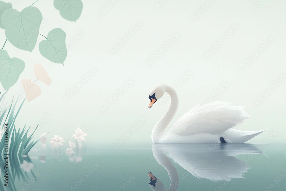 Fototapeta premium Dreamy and Elegant White Swan Concept