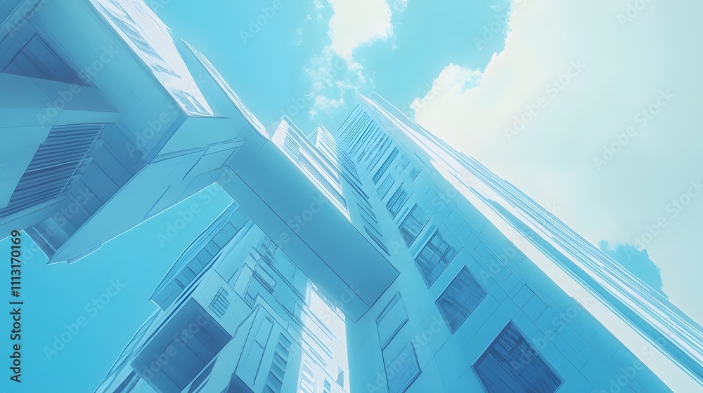 Naklejka premium Modern Architectural Design Skyward View of Buildings