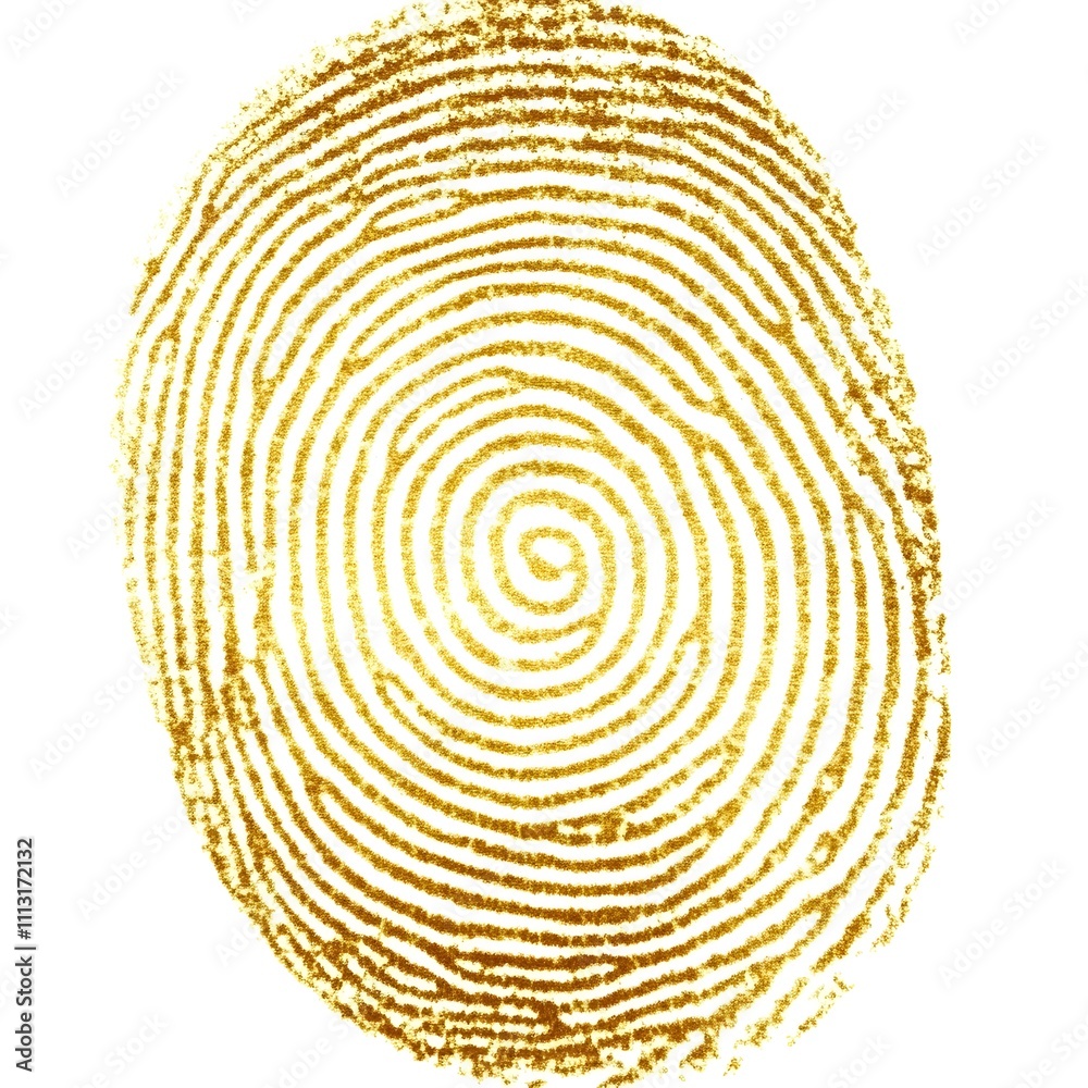 Fototapeta premium Golden Fingerprint identity. Thumbprint for crime scenes or id authentification