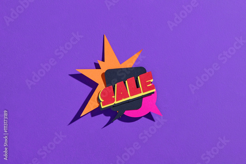 Colorful Sale Sign On Blue And Yellow Background