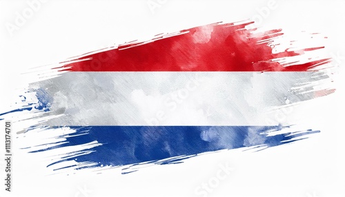 Netherlands watercolor flag concept brush style isolated on white background