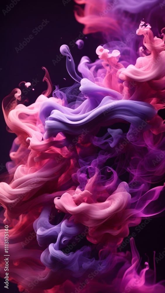 Fototapeta premium Vibrant purple and pink smoke 3d render background