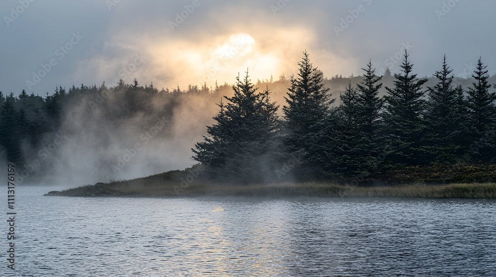 Misty Sunrise Over a Serene Lake Nature Photography Tranquil Landscape Dawn Scenic Beauty Misty Sunrise Over a Serene Lake Nature Photography Tranquil Landscape Dawn Scenic Beauty